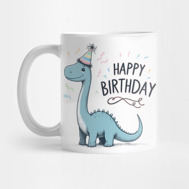 Kawaii Happy Birthday Dinosaur Brontosaurus Party by TomFrontierArt